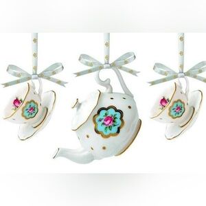Royal Albert Polka Rose mini Teapot Ornament Set